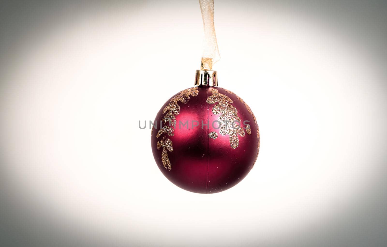 red Christmas ball isolated on a white background .photo with copy space