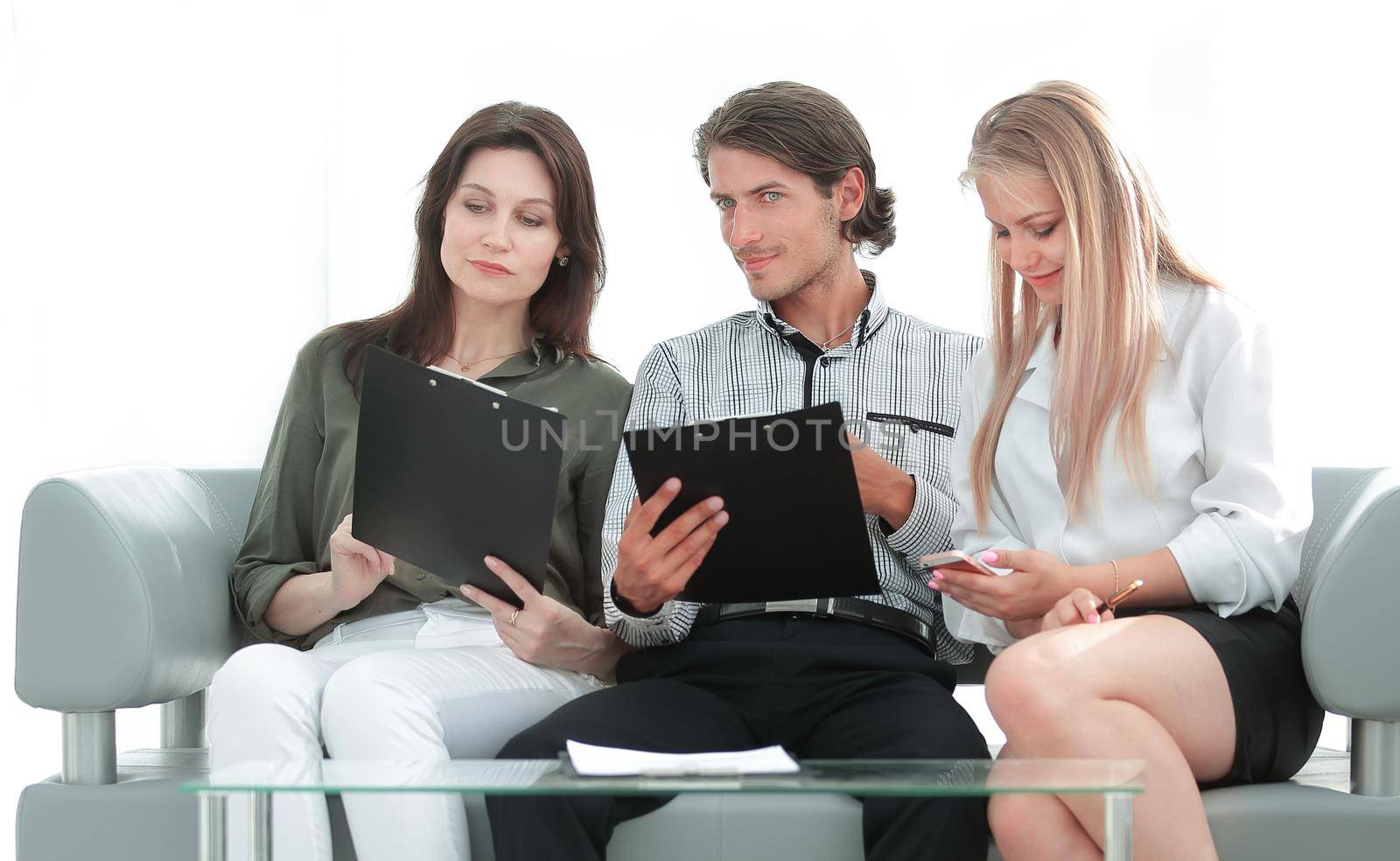 closeup. business team reading work documents