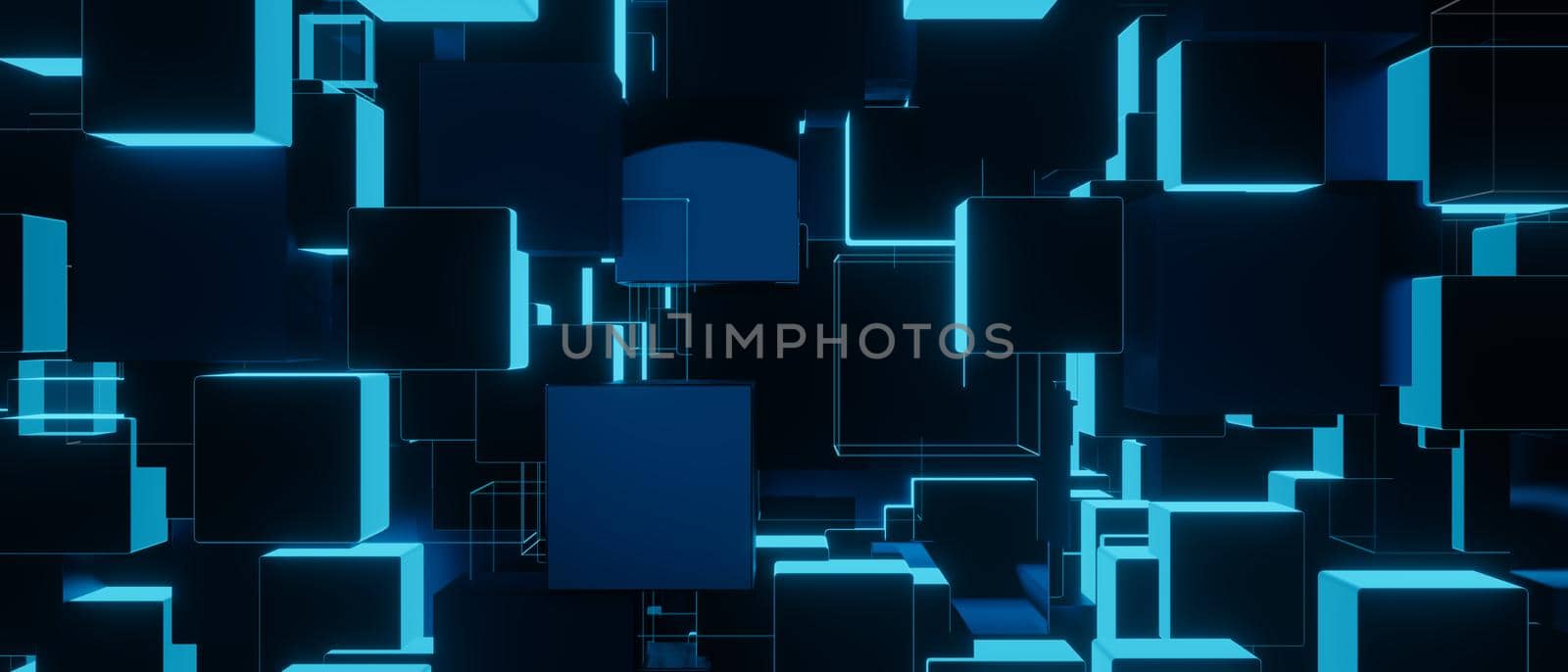 Dark Navy Blue geometric abstract background with squares background 3d render