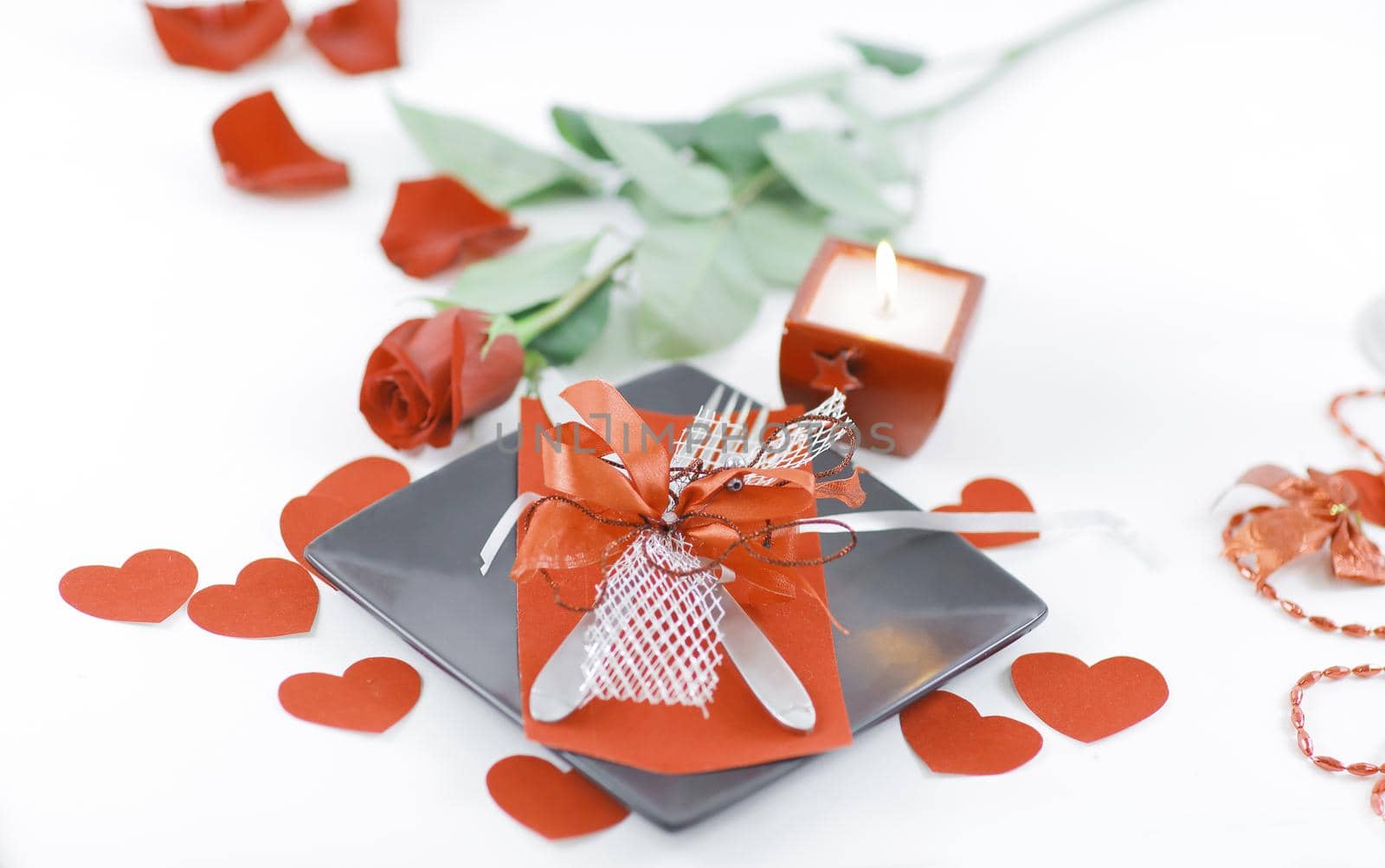 red rose and Valentine's day gift box. photo with copy space by SmartPhotoLab
