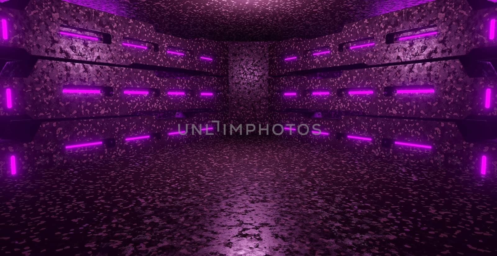 Abstract Elegant Corridor Tunnel Dark Violet Product Background 3D Illustration