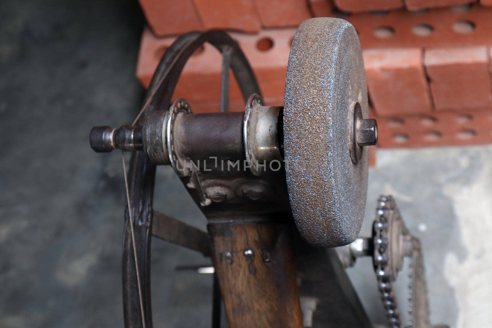 The Grinding Wheel Closeup For Sharpening Knife on Factory