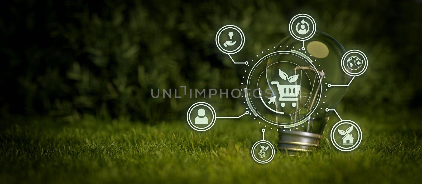 Sustainable environmental energy green business ESG icon for the environment, society, and governance in sustainable 3D Illustration by yay_lmrb