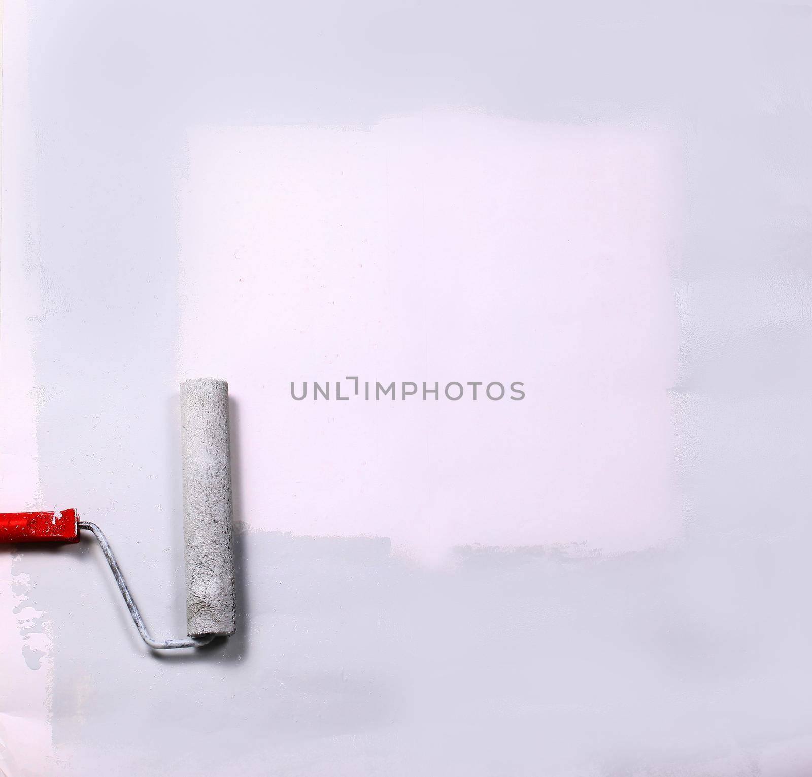 square painted white with the paint roller, on a white sheet of by SmartPhotoLab