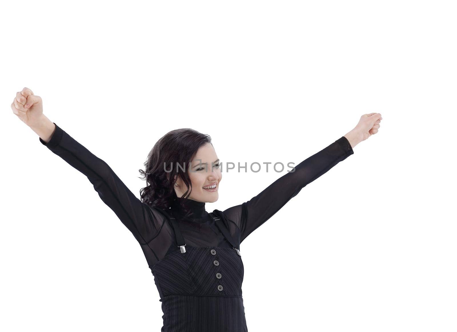 closeup.very happy business woman . isolated on white.photo with copy space