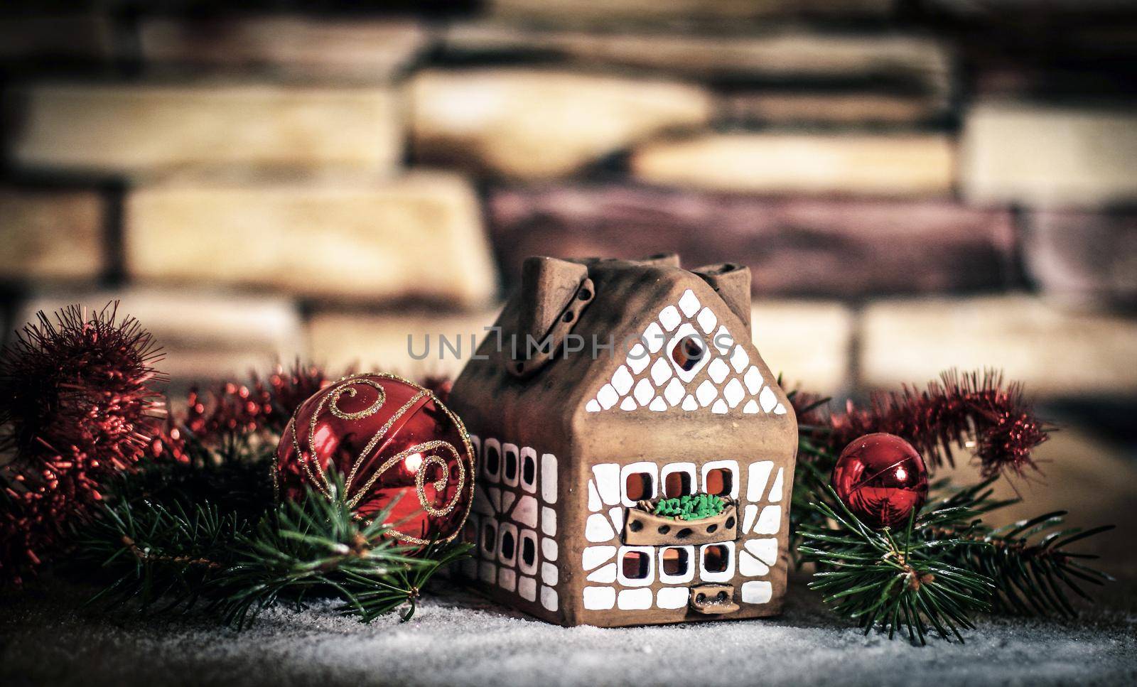 gingerbread house,Christmas balls. the concept of the celebrati by SmartPhotoLab