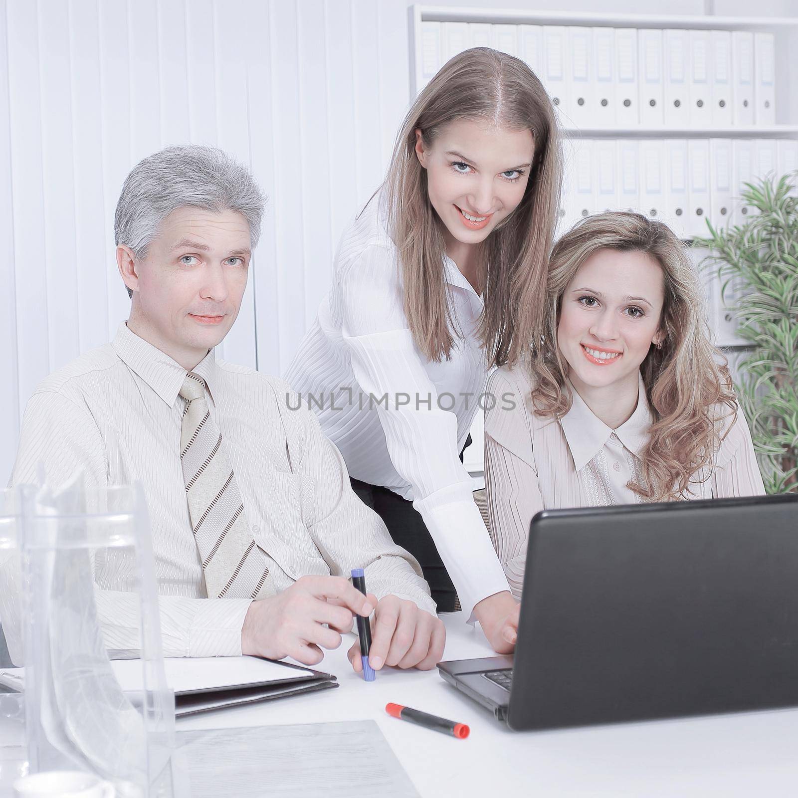 portrait of successful business team in the workplace in the office