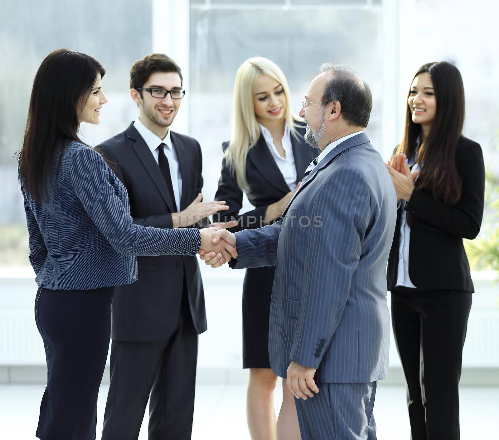 Business handshake and business people concept. Two men shaking hands.concept of partnership
