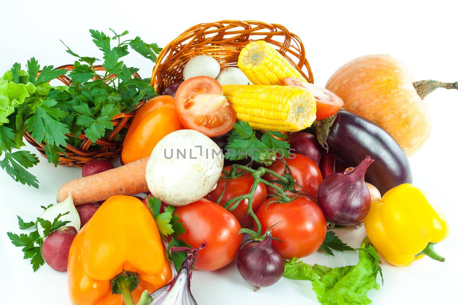 closeup. a lot of different fresh vegetables.isolated on a white by SmartPhotoLab