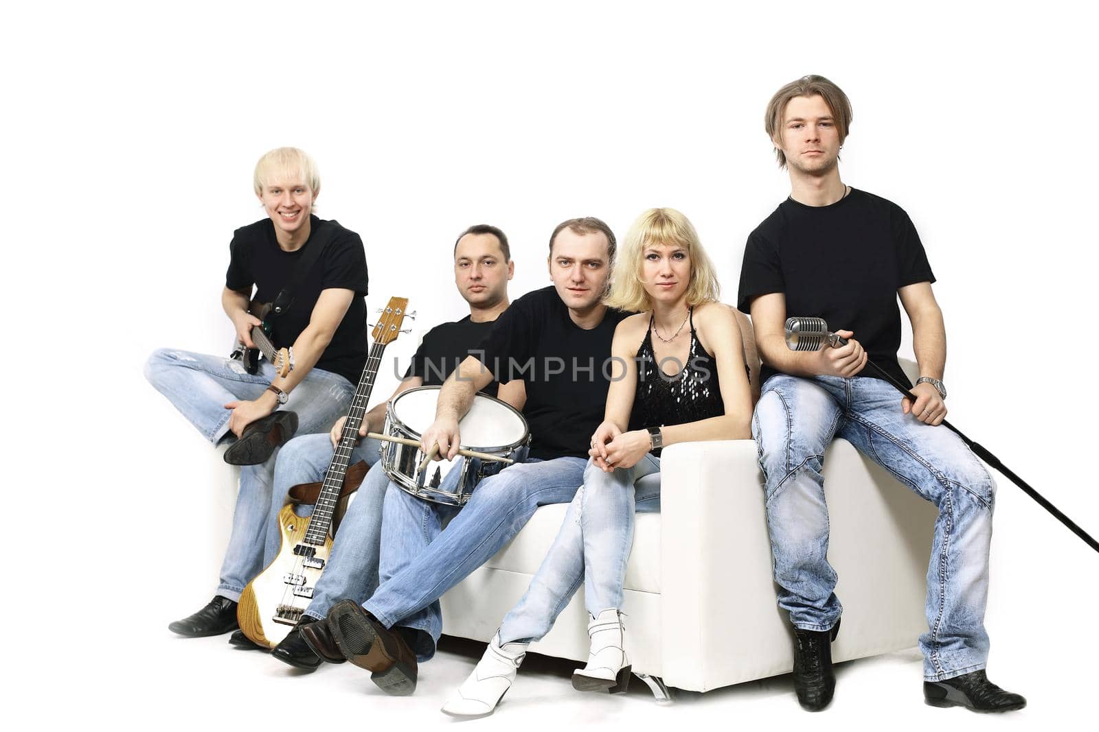 youth music group with instruments.isolated on a white background.