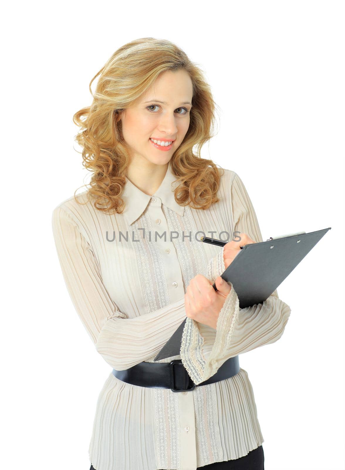 beautiful business woman on a white background