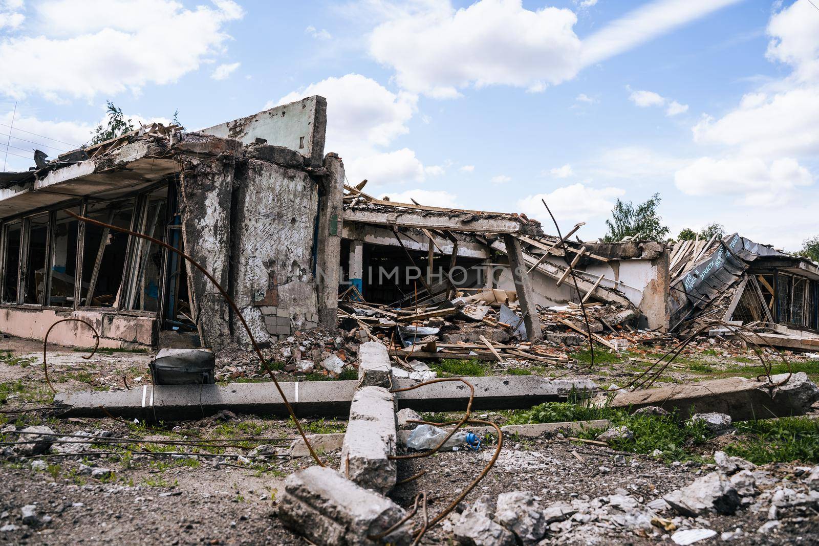 Consequences of the bombing of civilian houses. Russia military invasion of Ukraine