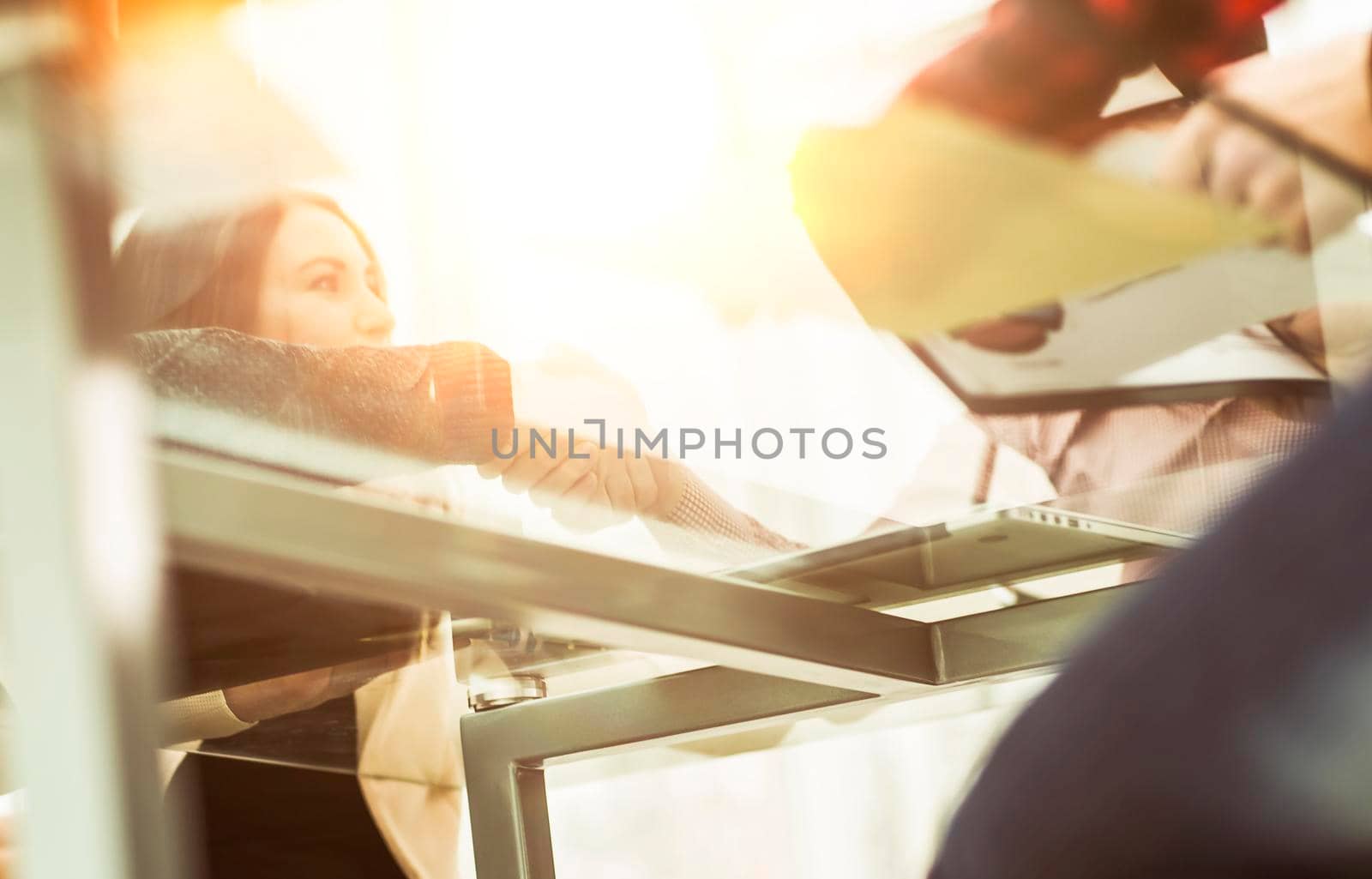 closeup of business team sitting at Desk.the photo has a empty space for your text