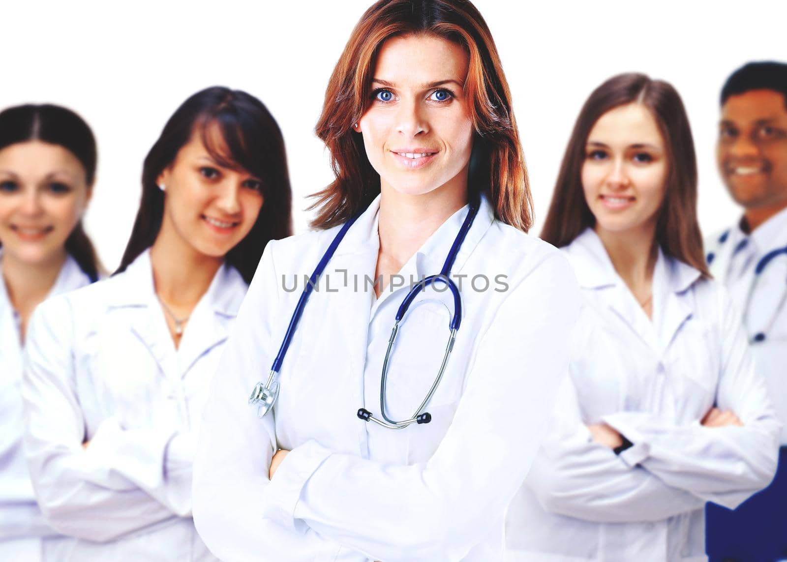 Portrait of group of smiling hospital colleagues by SmartPhotoLab