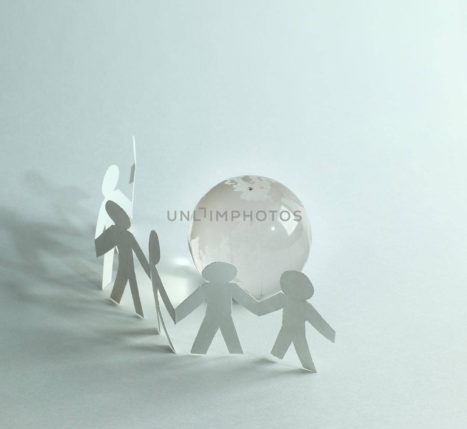 business background.three paper man paper background.photo with copy space