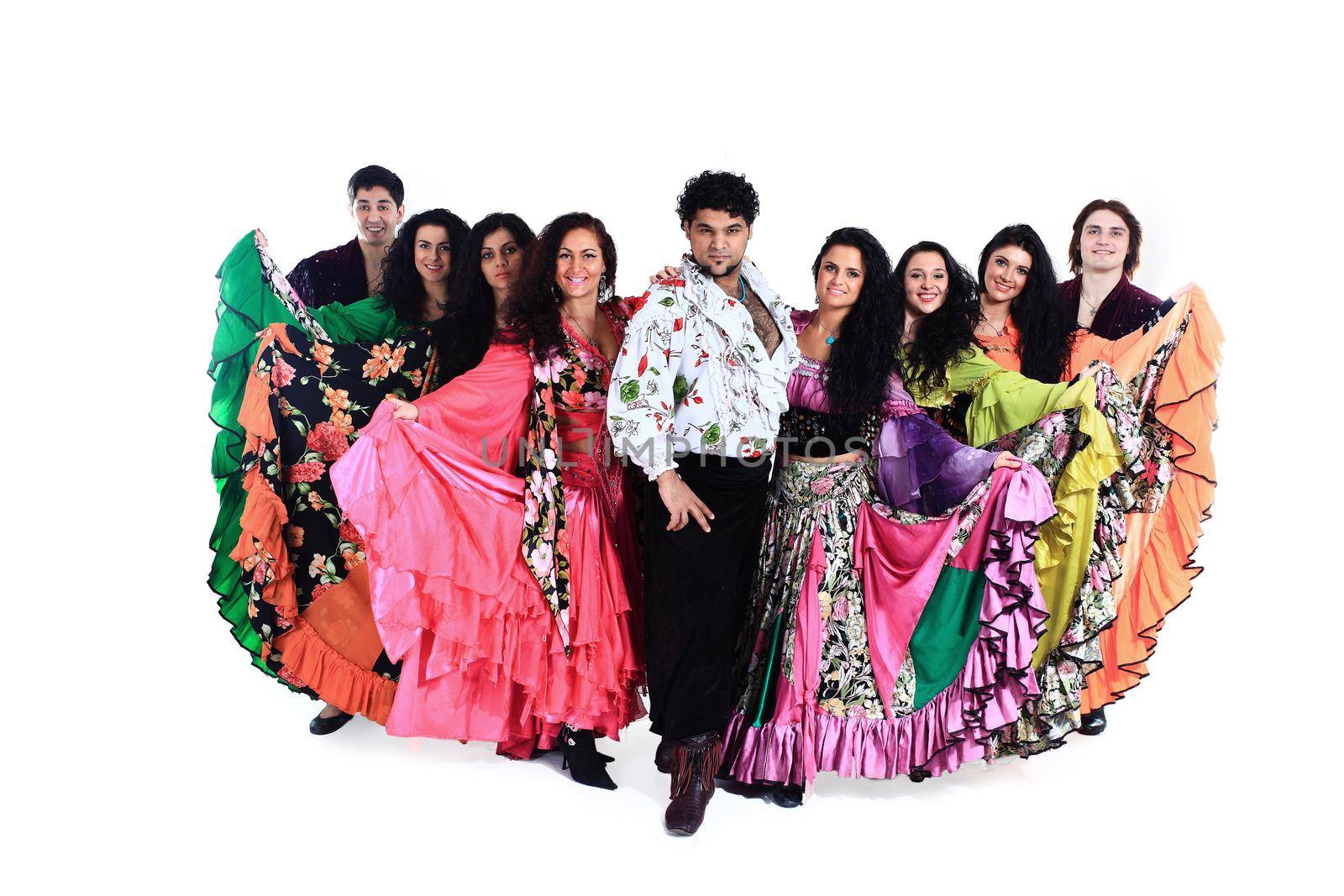 group portrait of a Gypsy dance group in national costumes by SmartPhotoLab