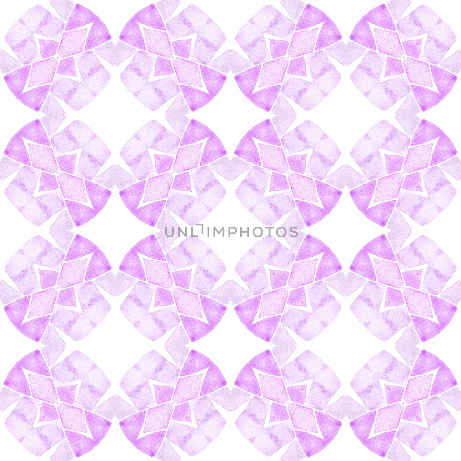 Watercolor ikat repeating tile border. Purple by beginagain