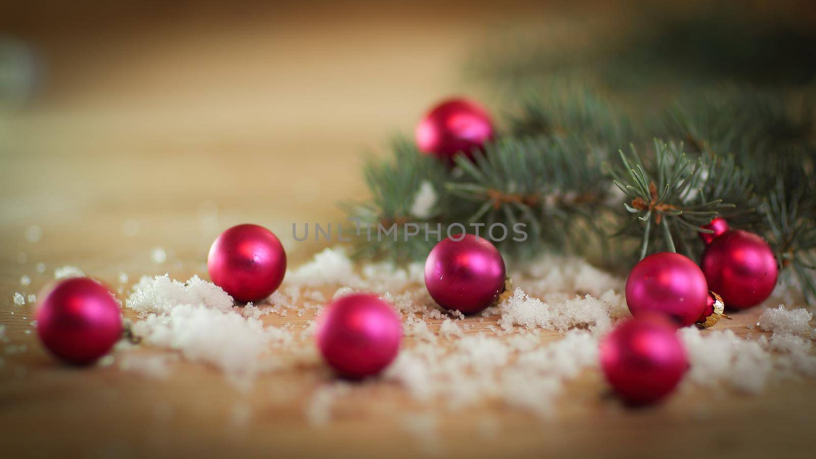 Christmas background.Christmas balls on a wooden table.photo with place for text