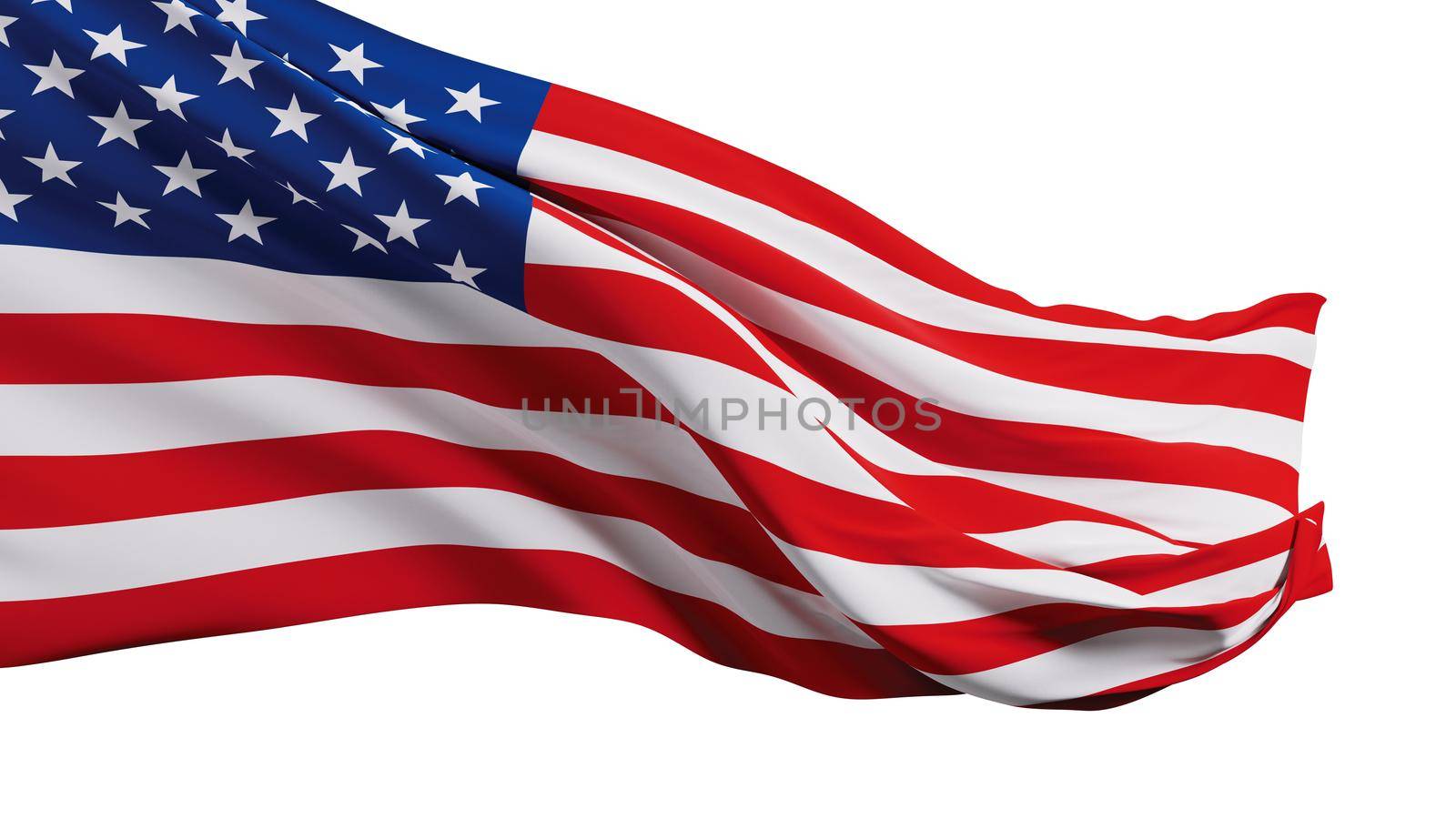 USA or American flag isolated on white background 3D render by Myimagine