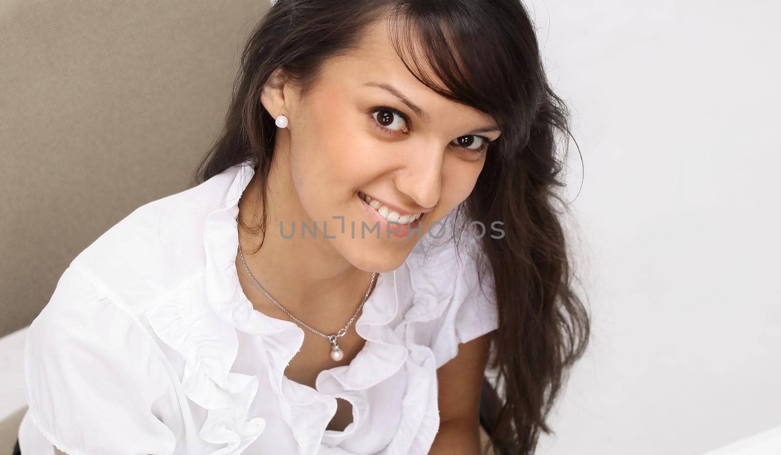 closeup portrait of young business woman in the office. concept success in business