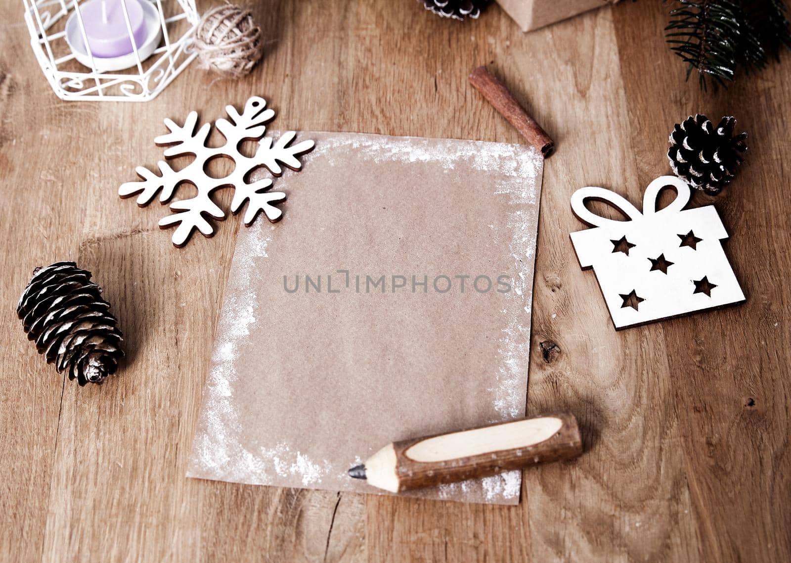 Christmas blank greeting card on vintage background. by SmartPhotoLab