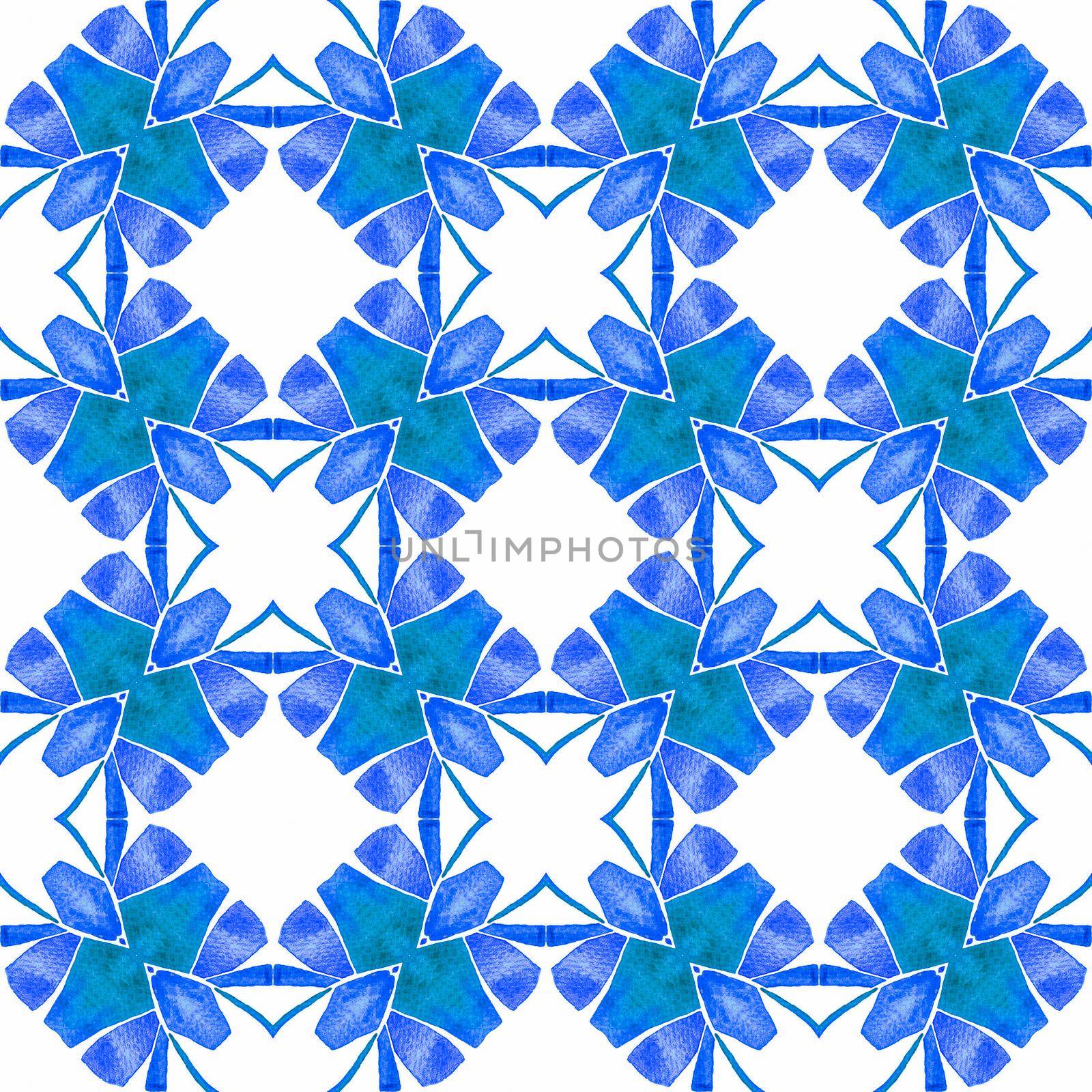 Green geometric chevron watercolor border. Blue extra boho chic summer design. Chevron watercolor pattern. Textile ready brilliant print, swimwear fabric, wallpaper, wrapping.