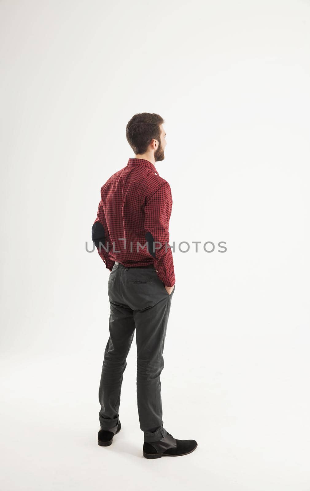 side view - a successful Manager of a blank banner by SmartPhotoLab