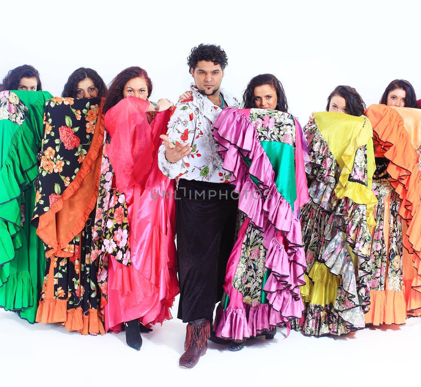 group portrait of a Gypsy dance group in national costumes by SmartPhotoLab