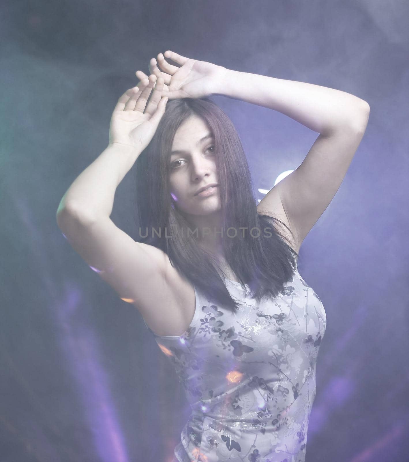 view through the transparent fabric.beautiful young woman by SmartPhotoLab