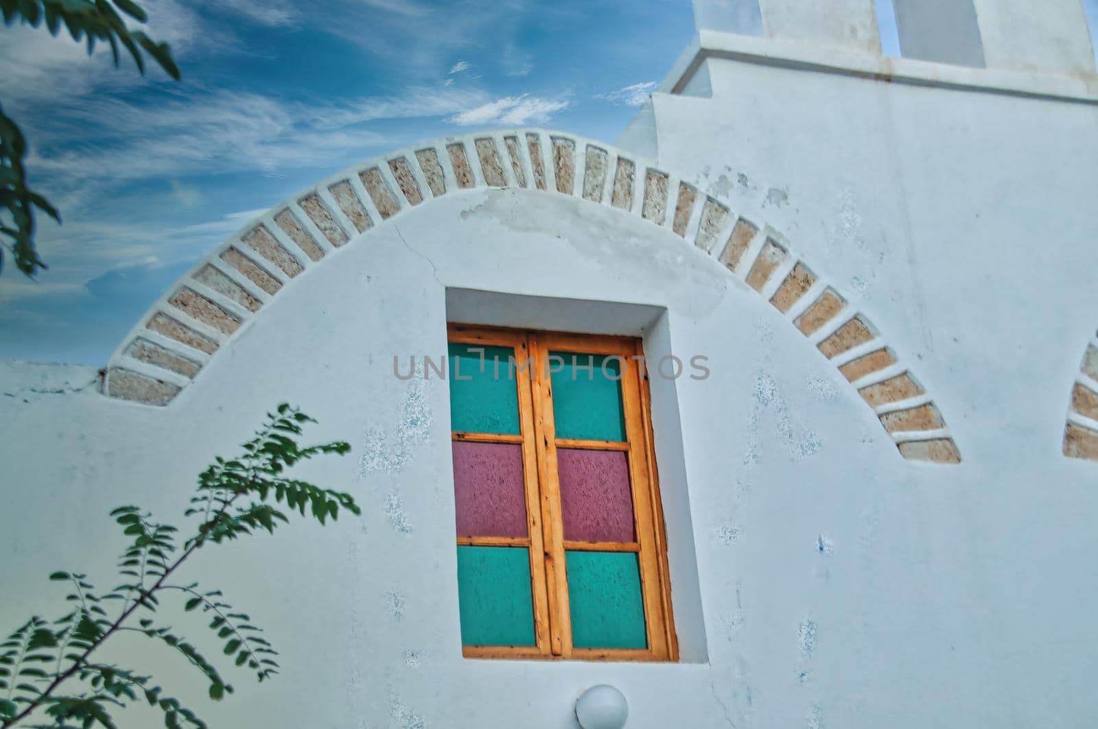 Folegandros island, Small church at Chora town. Greece, Cyclades. Traditional chapel, whitewashed walls and dome