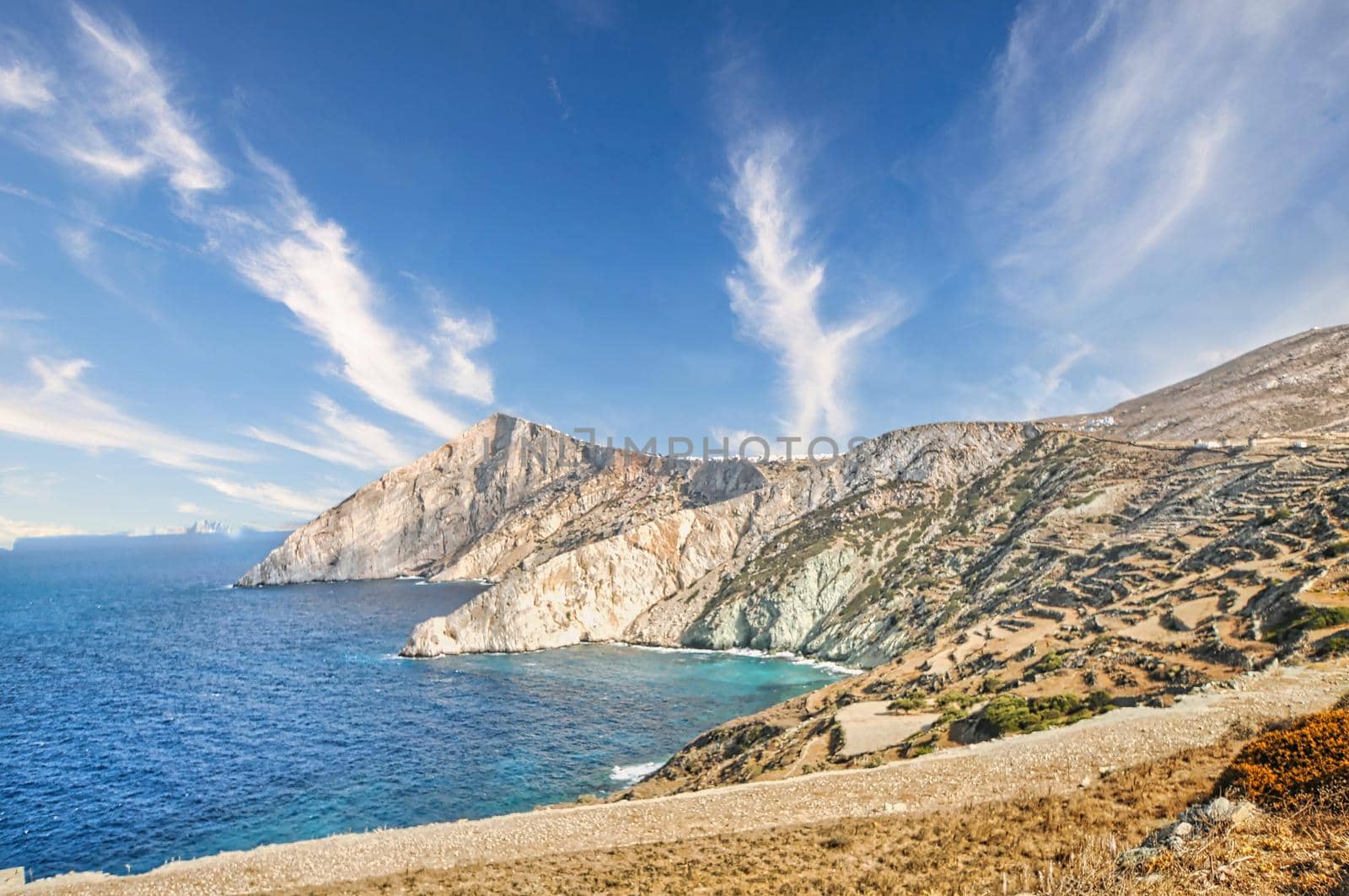 Beautiful scenery of Folegandros island in Greece, Cyclades complex