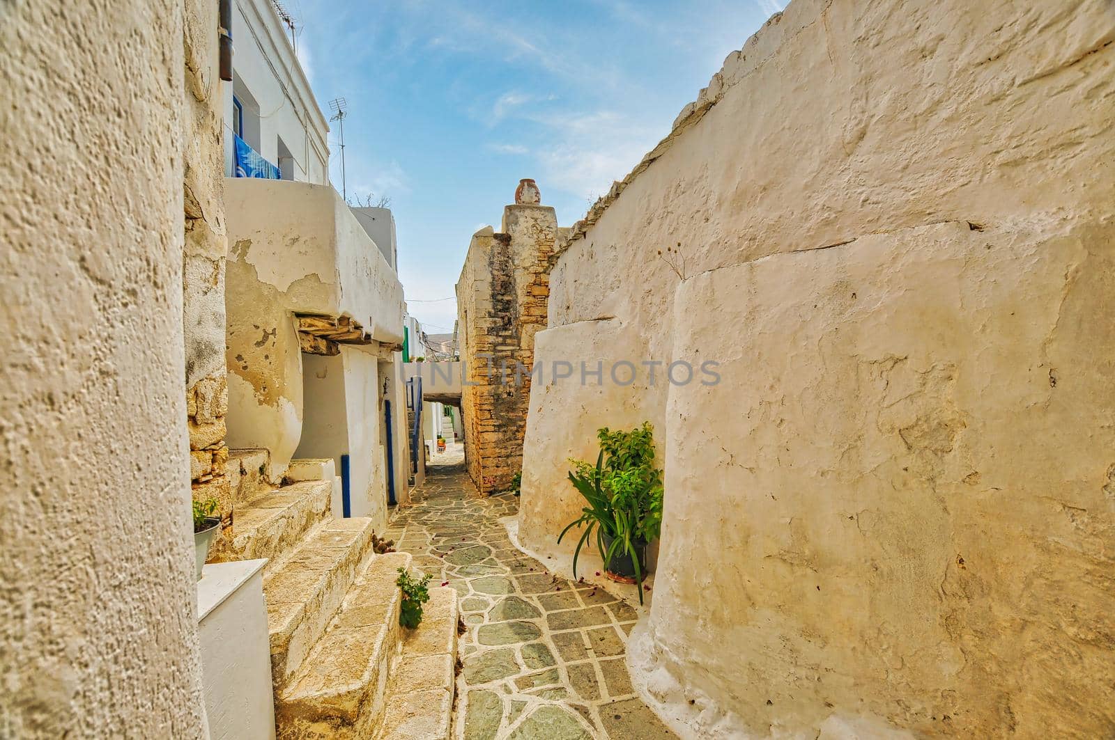 Castro or Kastro is the oldest part of the Chora town in Folegandros island. Cyclades, Greece..