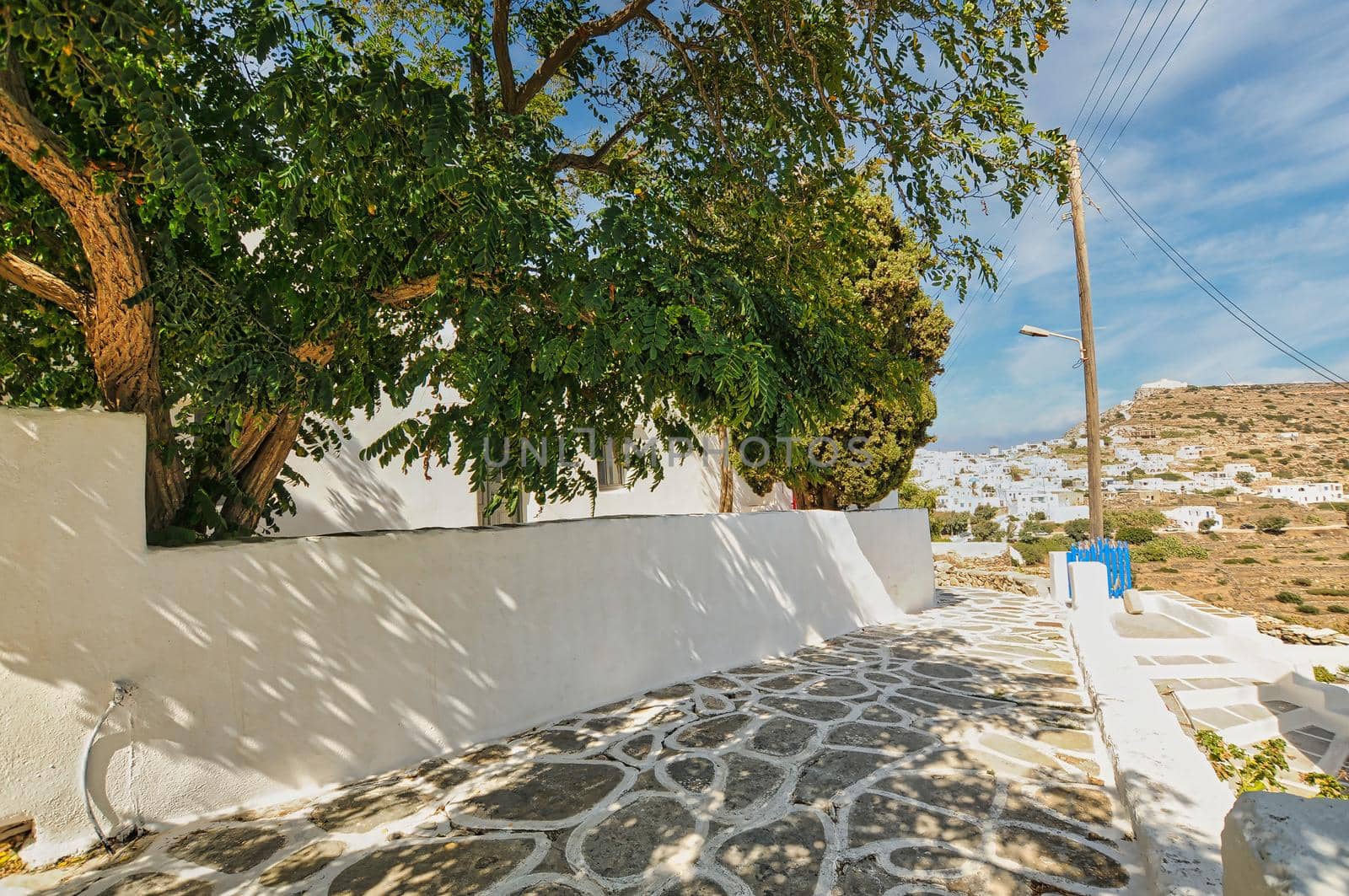 Beautiful village of Chora in the cycladic island of Sikinos of Greece