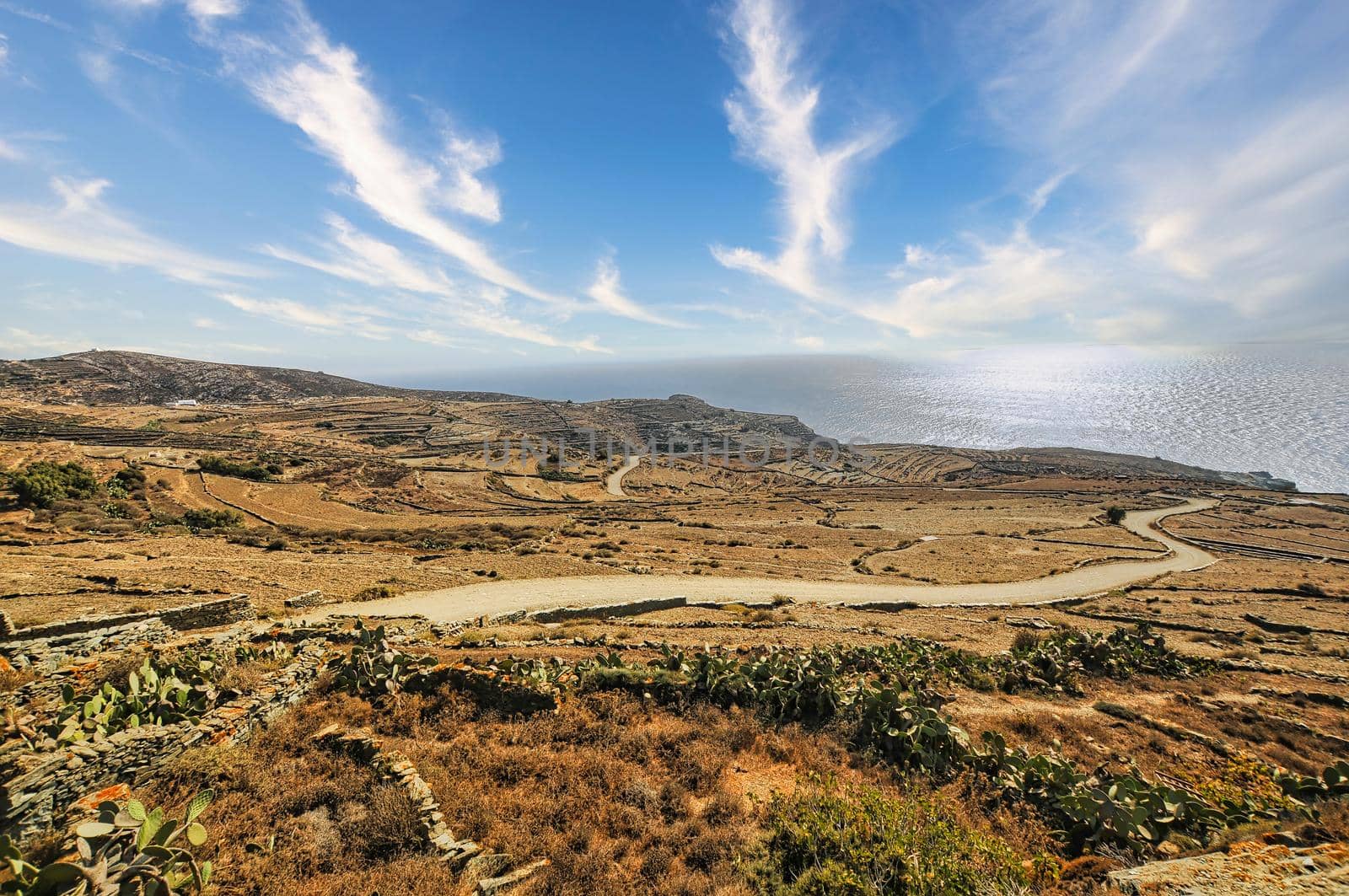 Beautiful scenery of Folegandros island in Greece, Cyclades complex