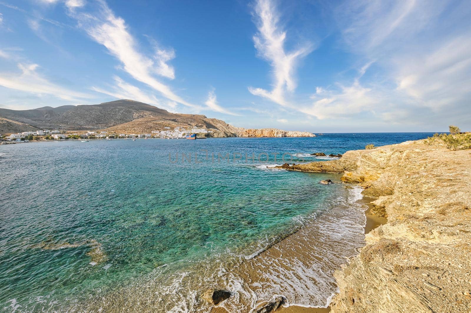 Latinaki beach is perfect for swimming, located in Folegandros island of Greece