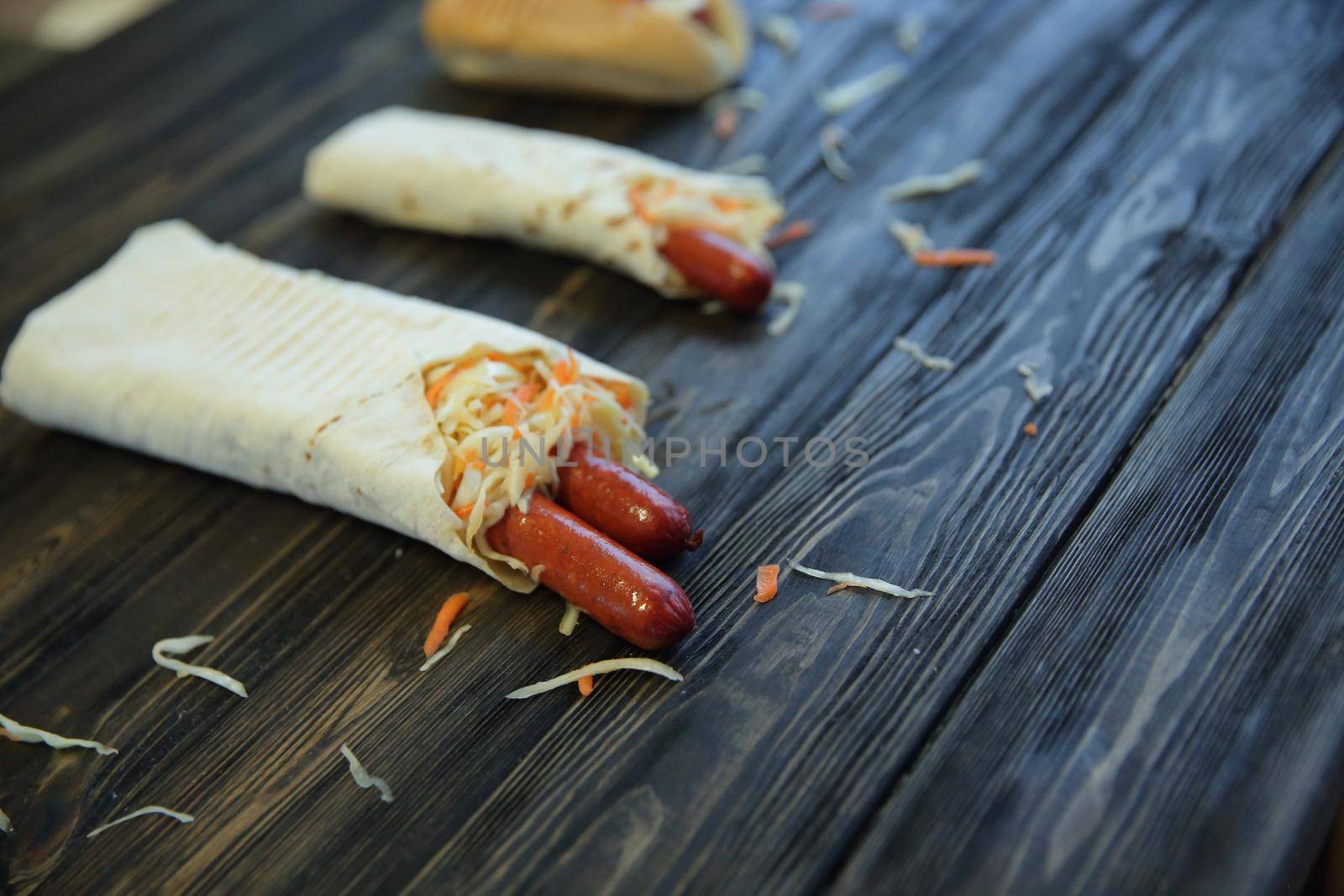 meals fasfuda on wooden background.photo with copy space by SmartPhotoLab