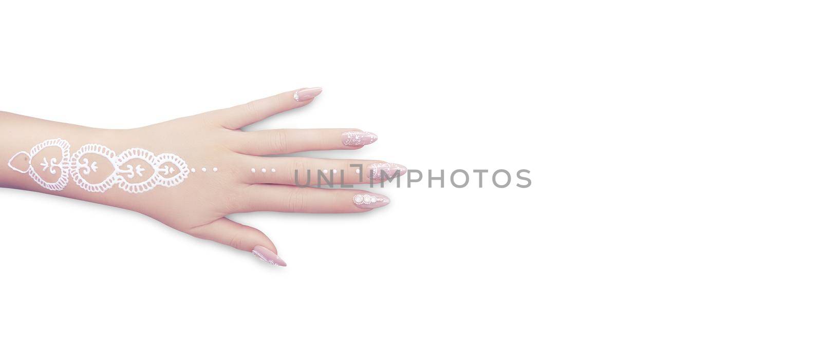 Young beautiful woman hands with elegant manicure by Taut