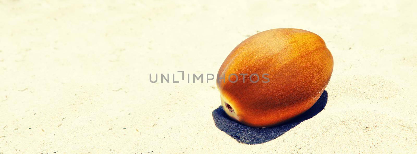 Sandy tropical beach with summer drinks. Holiday background.