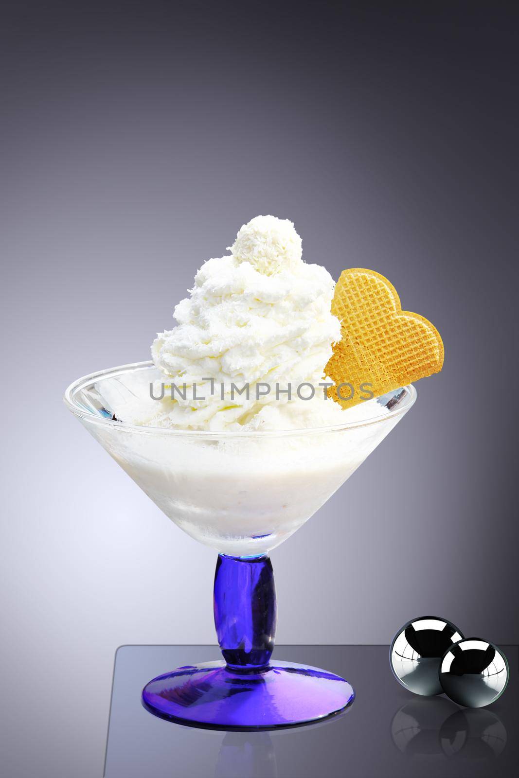 Delicious ice cream with coconut. Healthy summer food concept. by Taut