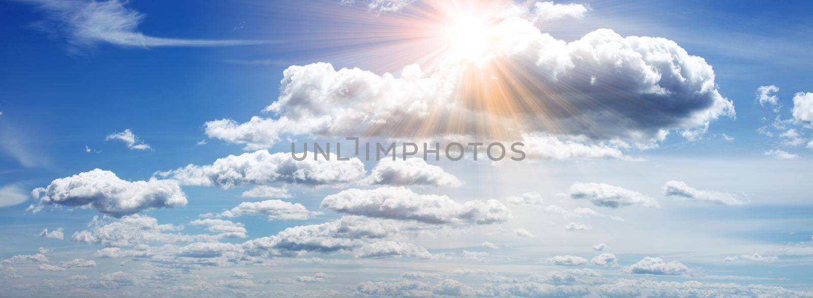 Panoramic sky with clouds on a sunny day. by Taut