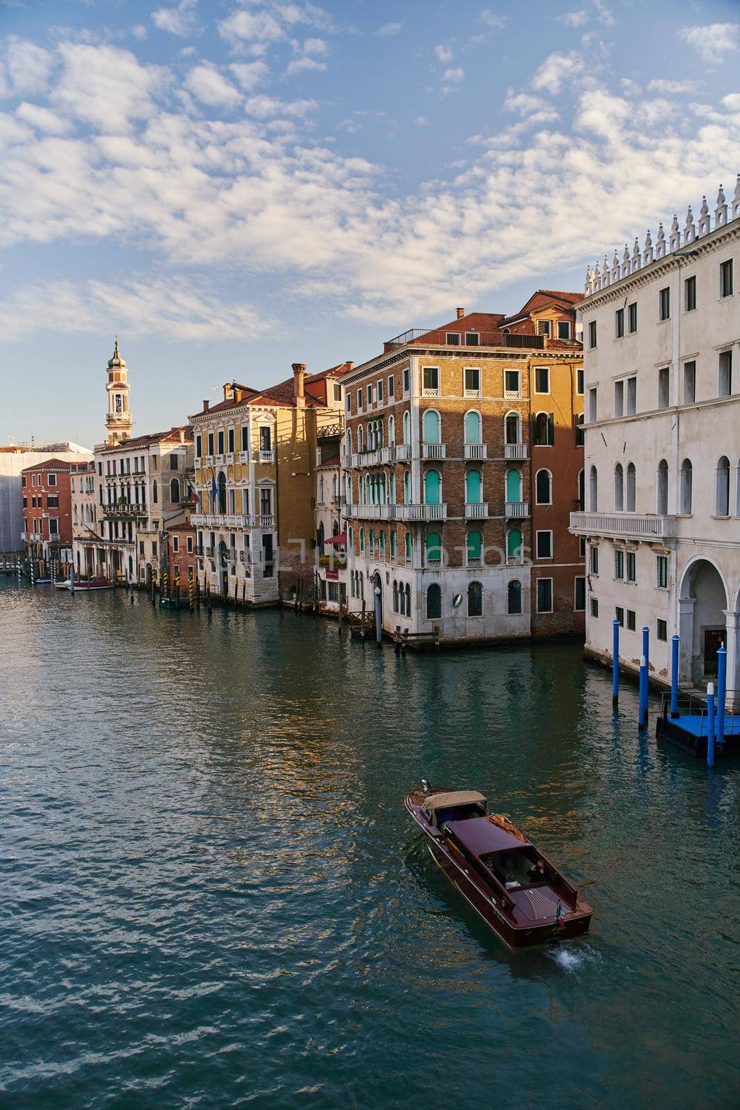 Venice, Italy - 10.12.2021: Beautiful view of famous Grand Canal in Venice, Italy by driver-s