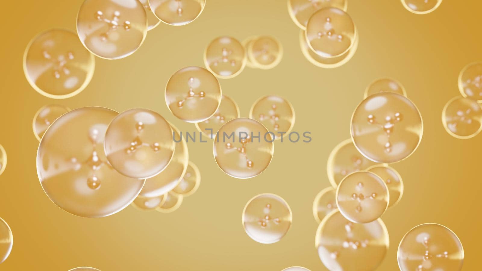 Abstract Luxury Hyaluronic Acid Skin Care Concept Collagen Serum Drop Background 3D Render