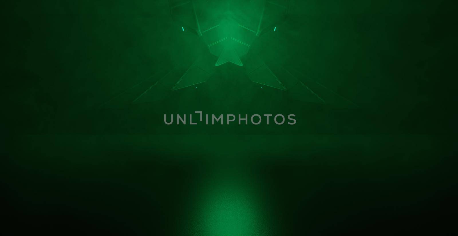 Fantastic Modern Empty Cinematic Volumetrics Green Platform Banner Background Wallpaper 3D Rendering by yay_lmrb