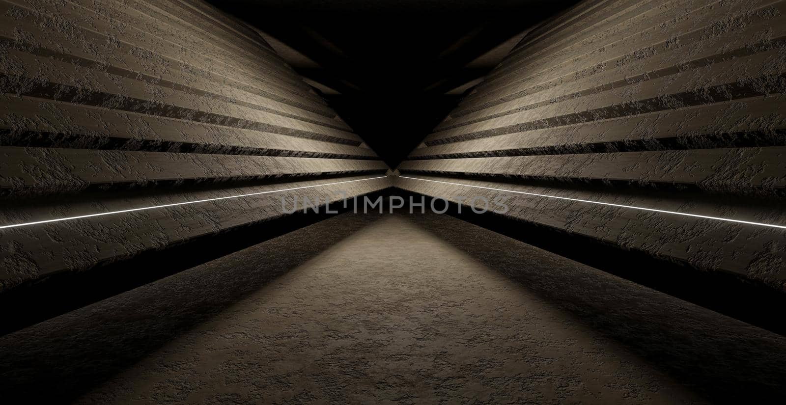 Unknown Warehouse Studio Showroom Copper Brown Beige Banner Background Wallpaper SciFi Concept 3D Rendering by yay_lmrb