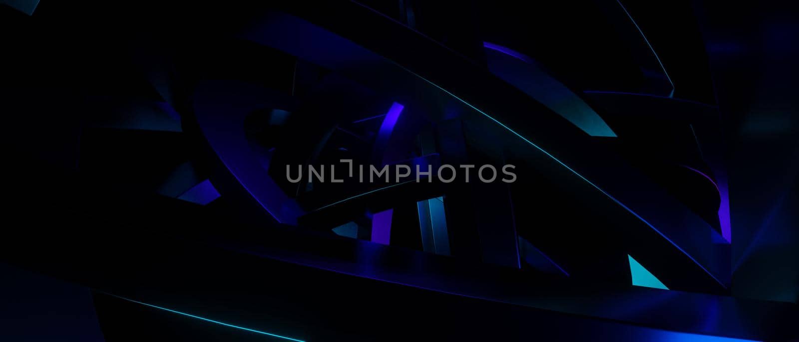 Luxurious And Elegant Shapes Dark Royal Blue Background 3D Rendering