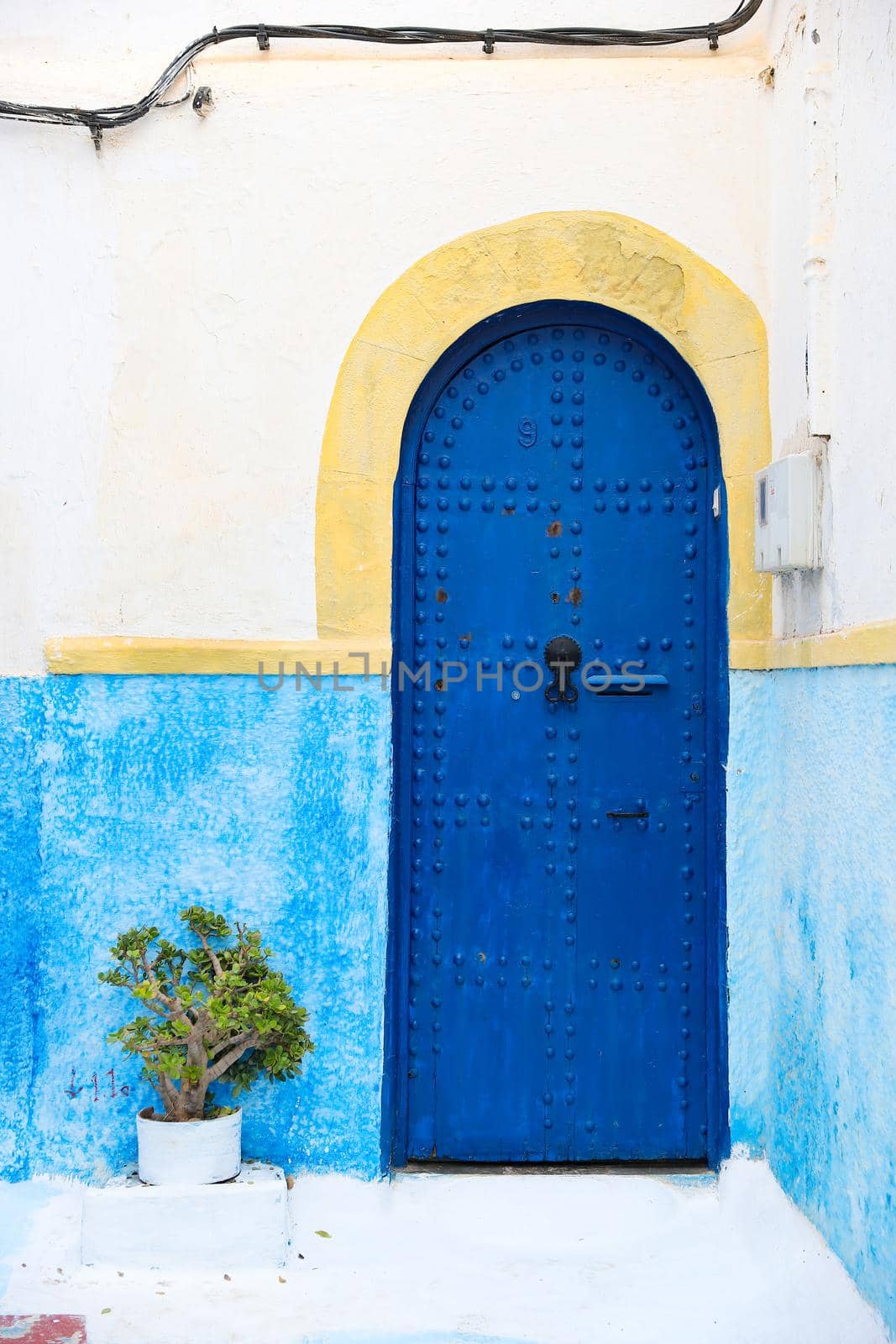 Door of a building in Kasbah of the Udayas in Rabat City, Morocco