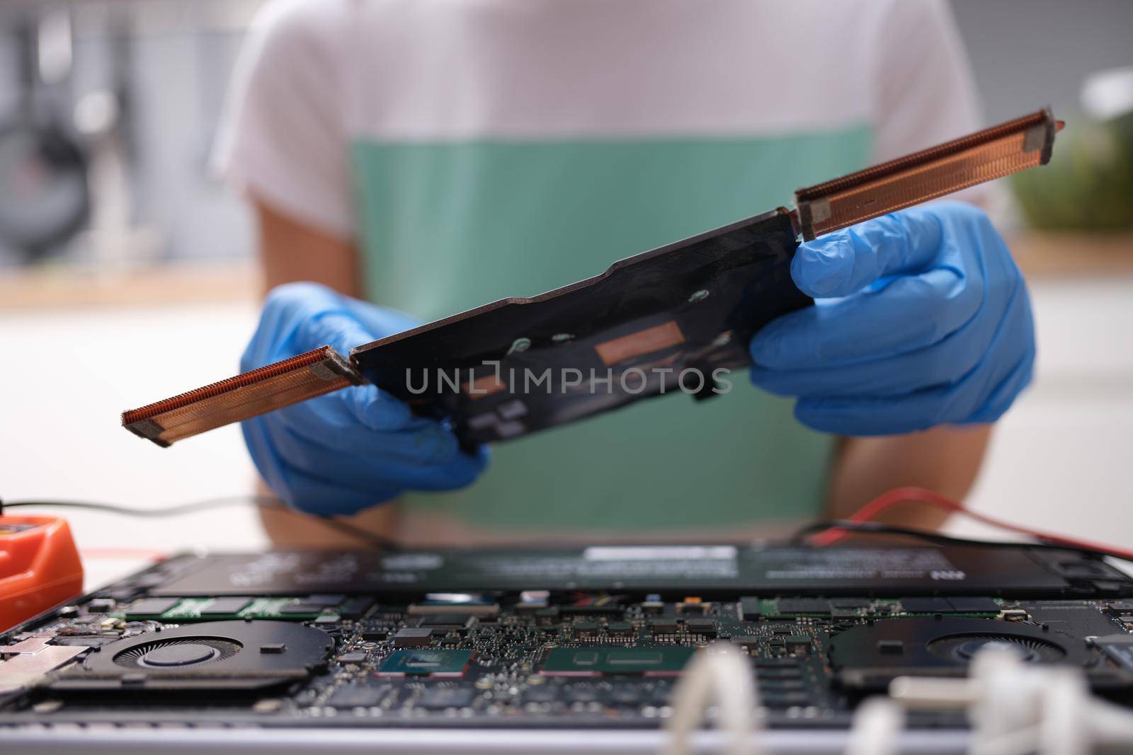 Repair upgrade computer parts and computer assembly. Selection of computer components printed circuit board for server computer workstation