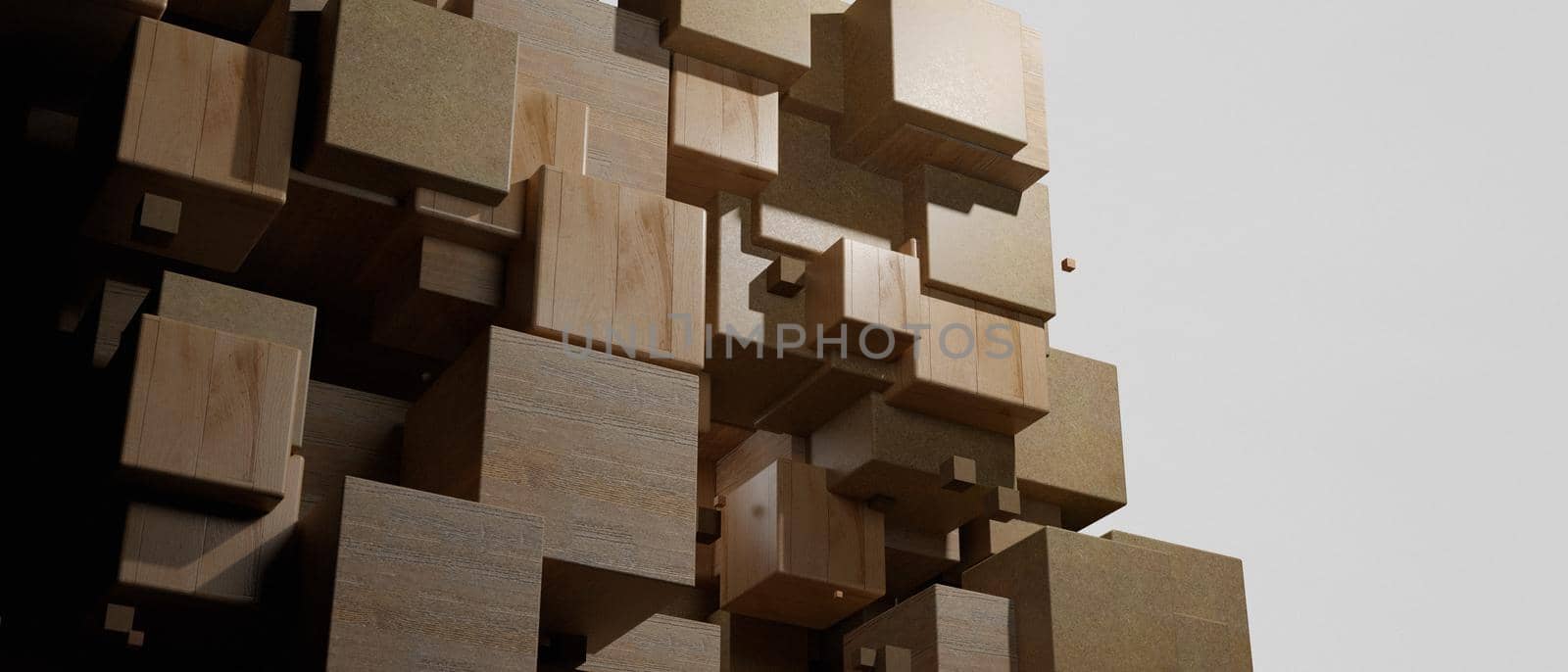 Stack of wood cubes abstract background 3D Illustration by yay_lmrb