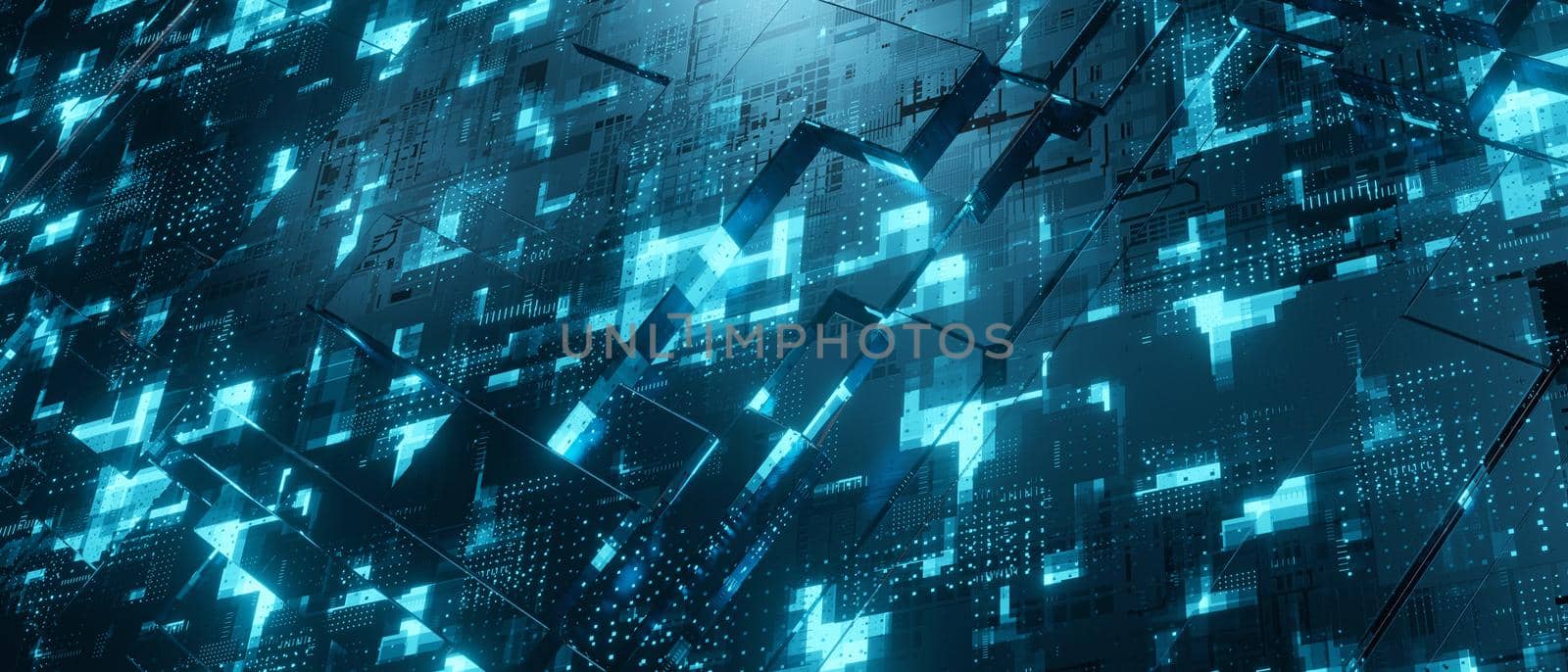 Futuristic Scifi Trendy Light Blue Turquoise Banner Background Modern Concepts 3D Rendering