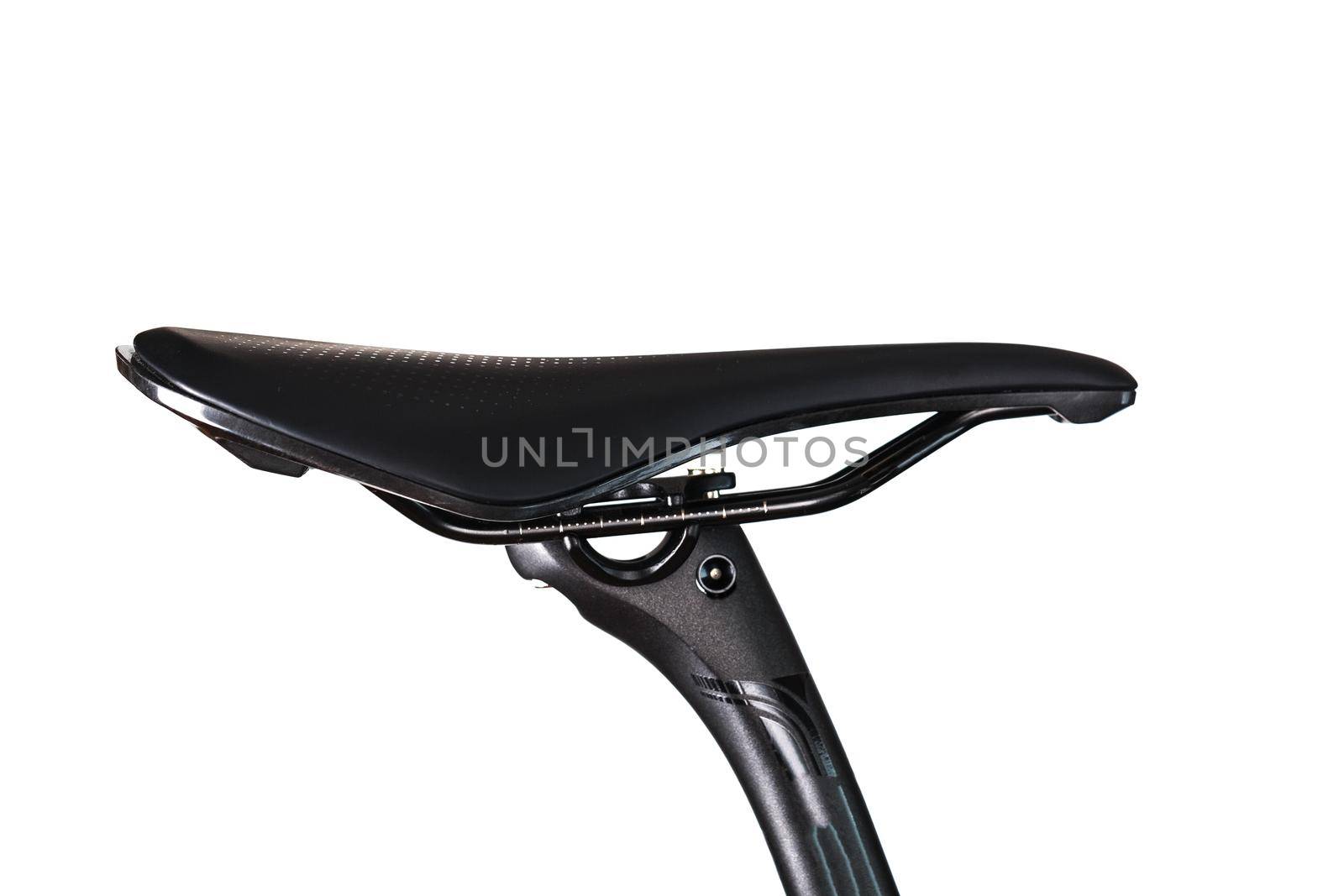 Bicycle saddle with seatpost on a light background accessories for bike repair and tuning by AlexGrec